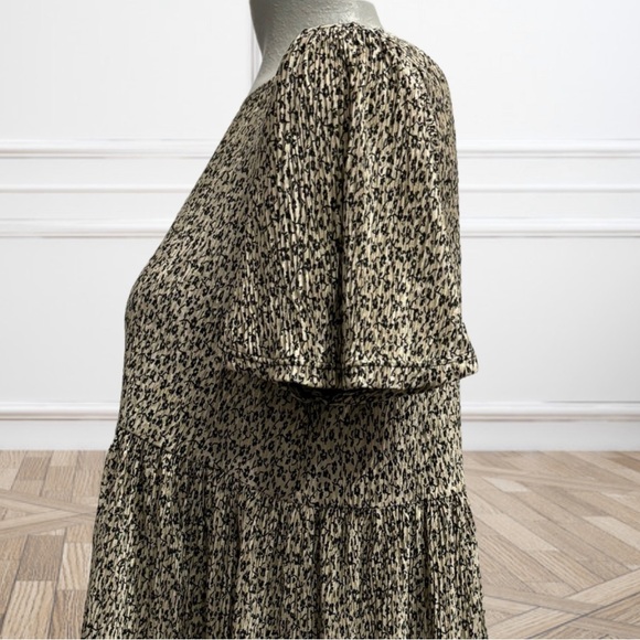 BY TOGETHER Cream & Black Floral Babydoll Peplum Top | Flowy Boho Blouse | Small - Picture 5 of 11